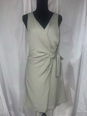 Sleeveless Wrap Midi Dress with Side Tie in Sage Green